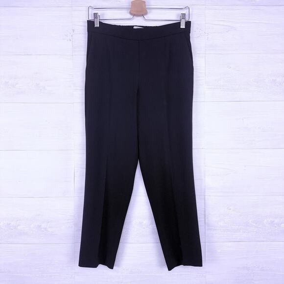 Aritzia Babaton Size 6 Conan Cropped Ankle Pant Pull On Black Trousers Crepe - Picture 1 of 13